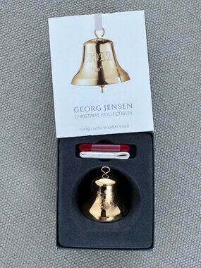 Georg Jensen Christmas Collectibles 2022 Christmas Bell Plated 18 Karat Gold